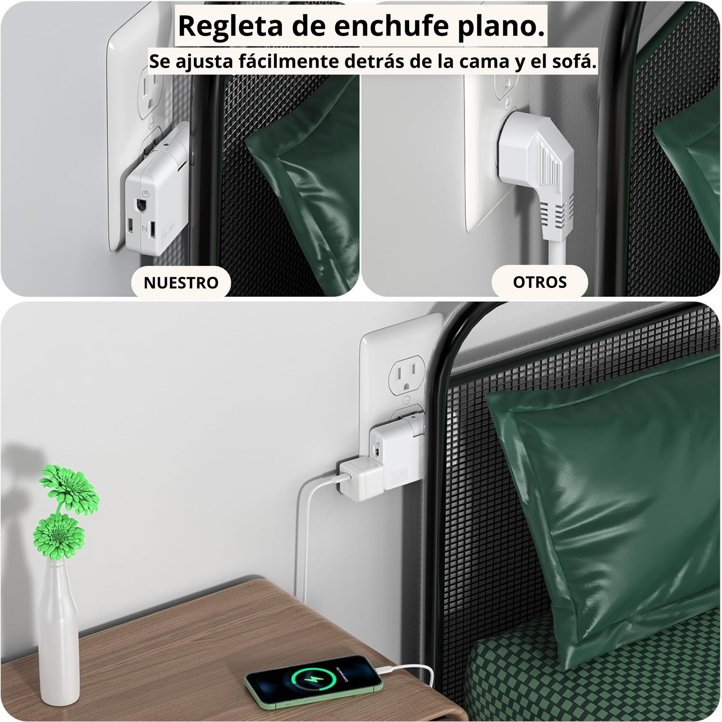 Pack Ahorro: Enchufe™ (x5 unidades) — El que entra detrás del sofá y elimina el desorden