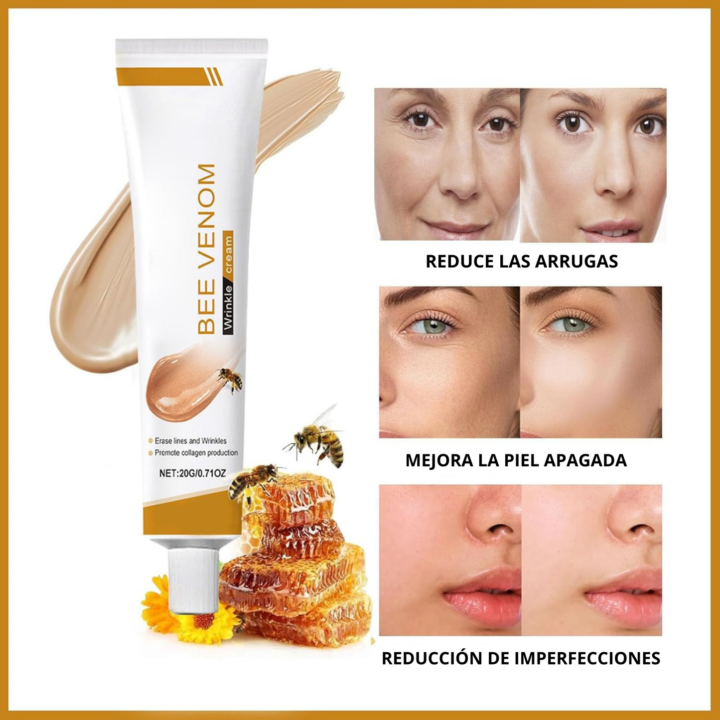 🐝 Crema Anti-Edad con Veneno de Abeja – Efecto Botox Natural sin Agujas