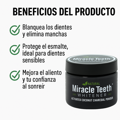 Blanqueador Natural de Dientes de Carbón Activado con Aceite de Coco
