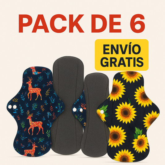 Pack X6 Toallas Intimas Ecológicas de por vida