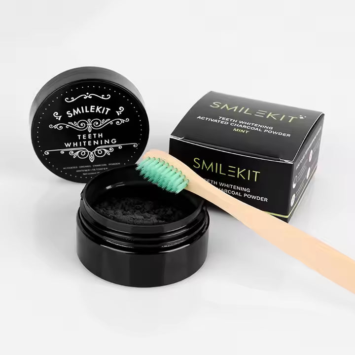Polvo Negro Blanqueador + Cepillo de Bambú de Regalo