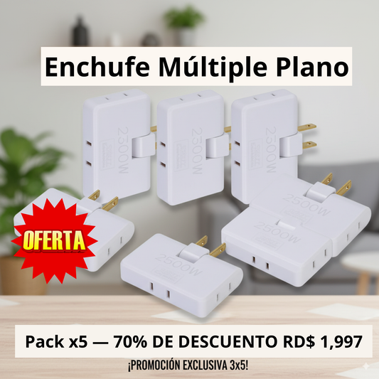 Pack Ahorro: Enchufe™ (x5 unidades) — El que entra detrás del sofá y elimina el desorden