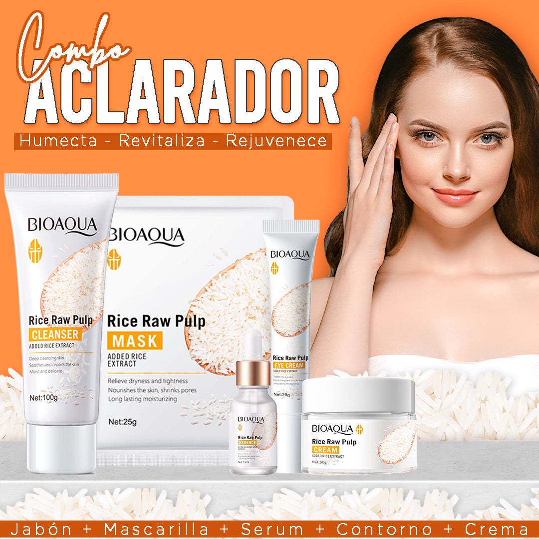 Combo Facial de Arroz 5x1 + Crema Hidratante – Piel más clara, suave y sin manchas