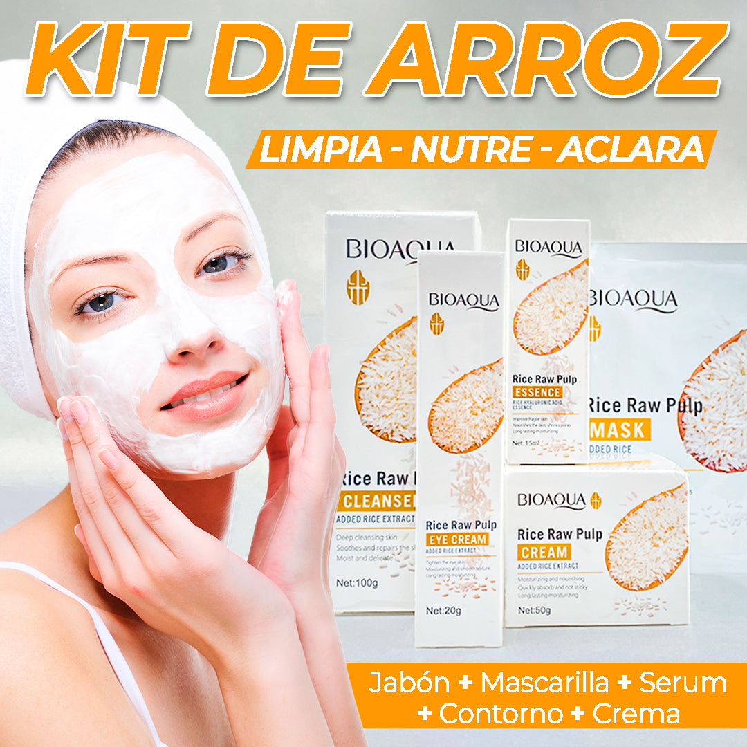Combo Facial de Arroz 5x1 + Crema Hidratante – Piel más clara, suave y sin manchas