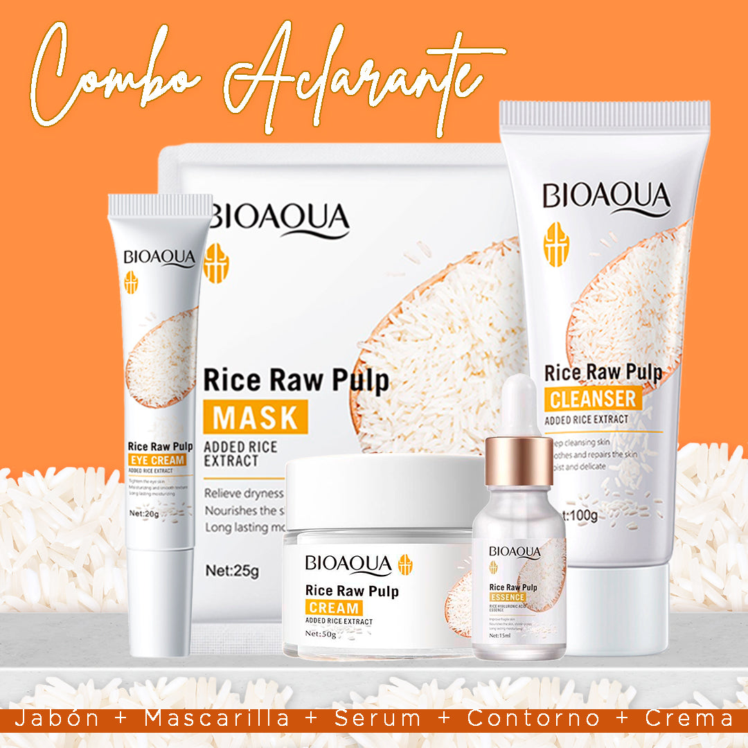 Combo Facial de Arroz 5x1 + Crema Hidratante – Piel más clara, suave y sin manchas