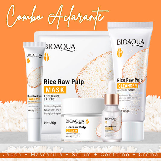 Combo Facial de Arroz 5x1 + Crema Hidratante – Piel más clara, suave y sin manchas