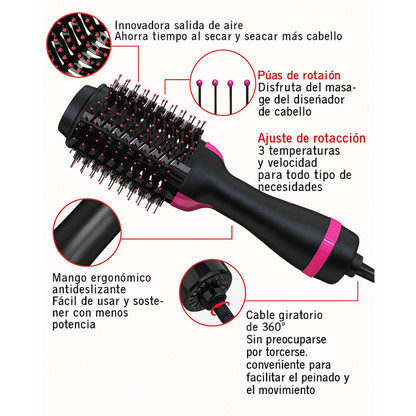 Cepillo Secador 4 en 1 – Alisa, Seca, Da Volumen y Elimina el Frizz en Minutos