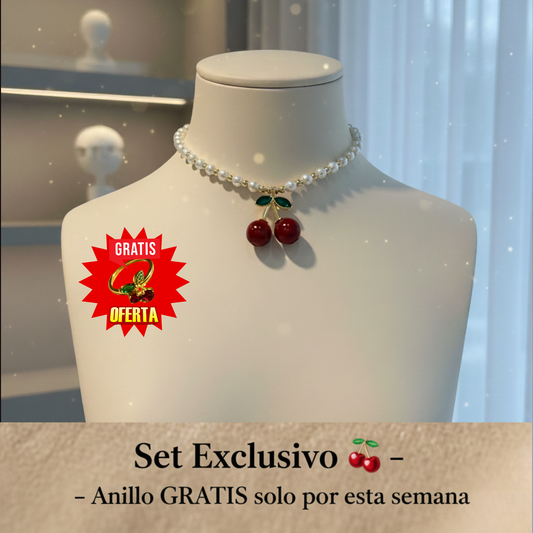 🍒 Collar Balinés – Rodio & Perlas Blancas + Anillo GRATIS