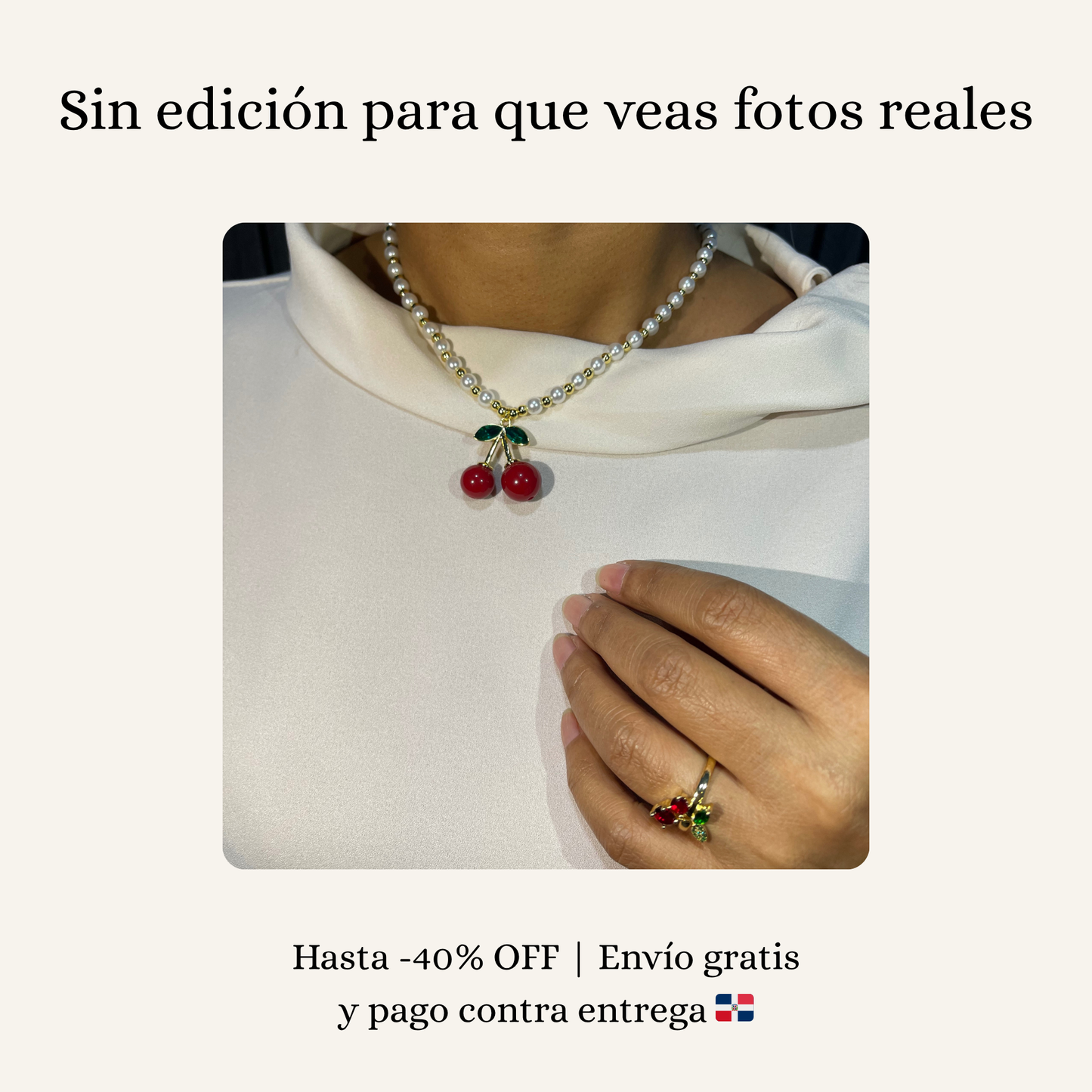 🍒 Collar Balinés – Rodio & Perlas Blancas + Anillo GRATIS